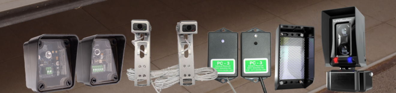 Close-up of modern garage doors numbered 6 and 7 on an industrial building facade.